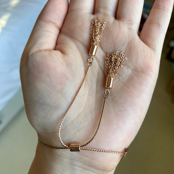 Charming Charlie Rose Gold Herringbone Leaves and Tassels Bracelet - Picture 3 of 4